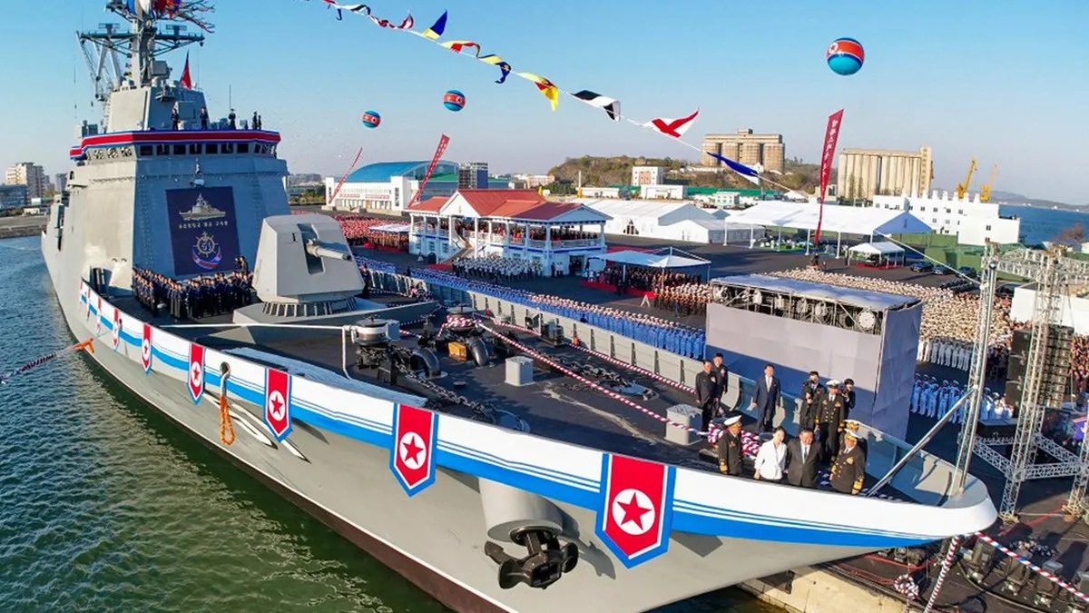 Camarada Kim Jong-un, lanza moderno destructor para aplastar a los 'arrogantes piratas imperialistas'