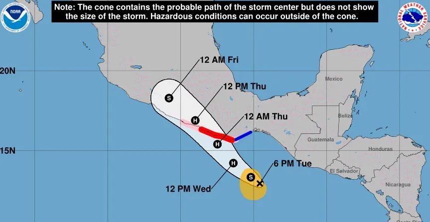 'Erick' tocaría tierra al sur de México como huracán categoría 3: NHC