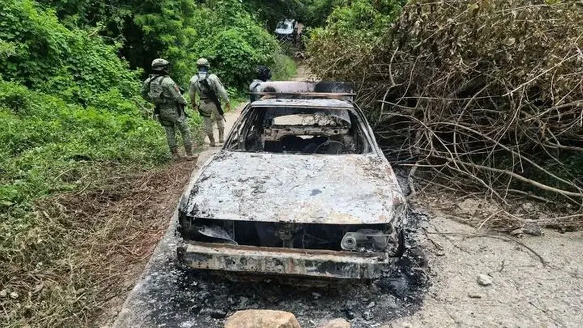 Hallan cuatro cuerpos calcinados dentro de un vehículo en Ayutla, Guerrero