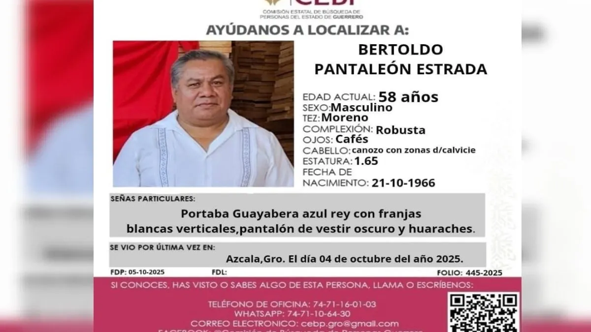 Urgente: Piden ayuda para localizar al párroco Bertoldo Pantaleón desaparecido en Cocula, Guerrero