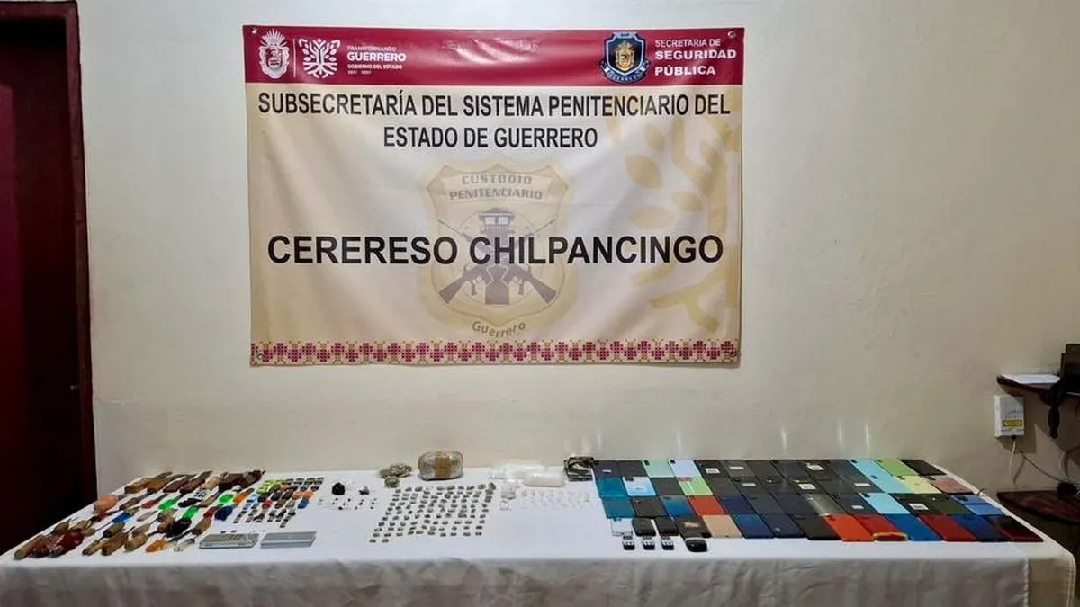 Aseguran drogas, armas y celulares en el Cerereso de Chilpancingo