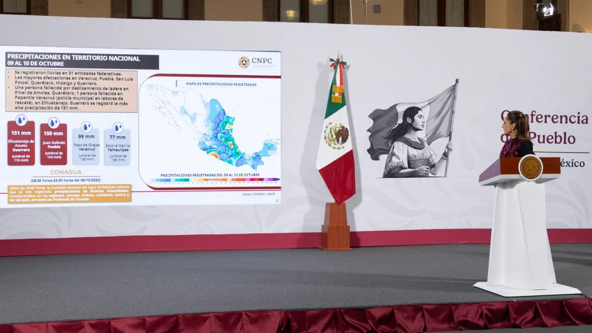 Sheinbaum, balance trágico: lluvias dejan 2 muertos y miles de afectados en 6 estados