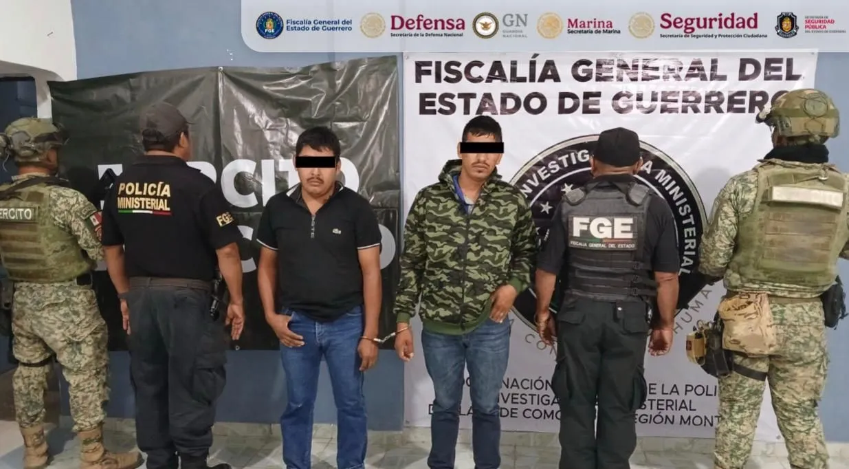 Capturan a dos presuntos responsables de un homicidio en la Montaña alta de Guerrero