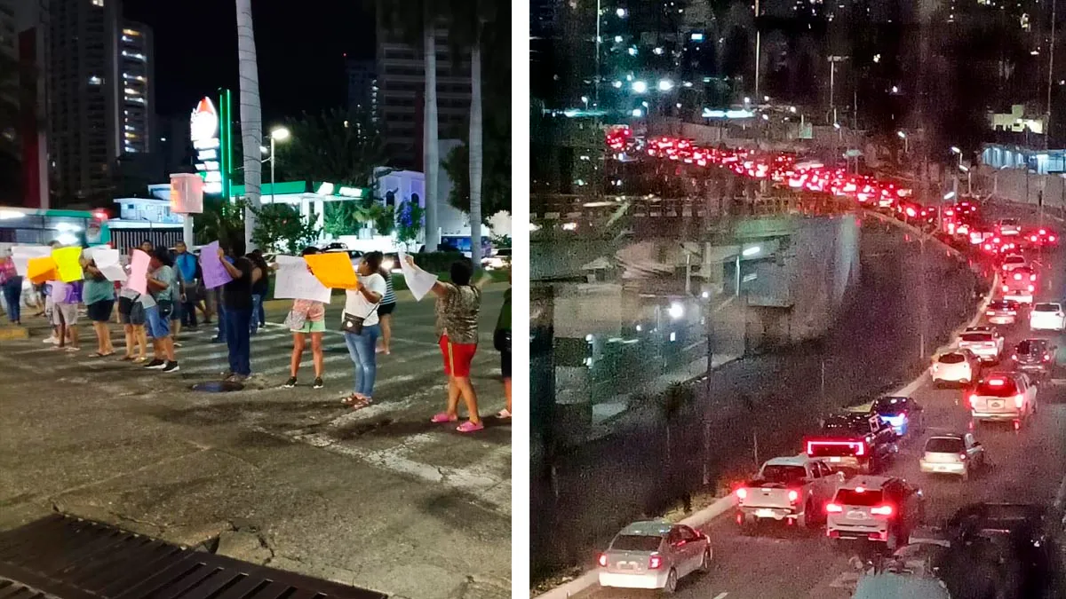 Vecinos de Icacos bloquean la Costera de Acapulco para exigir agua potable