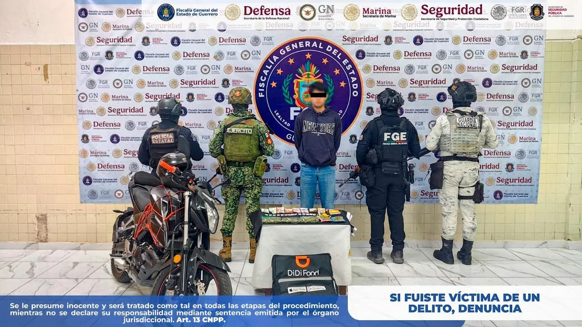 Cae presunto repartidor de Didi con droga en Chilpancingo